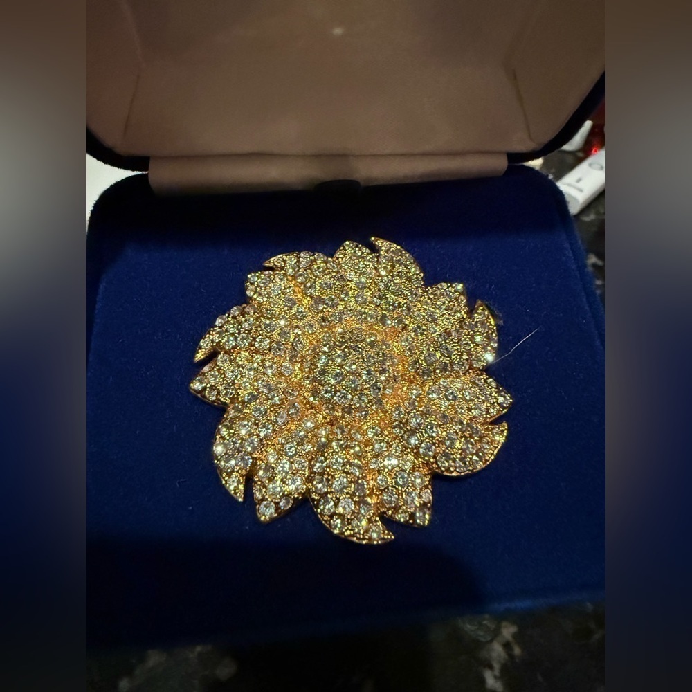Vintage Camrose & Kross JBK Pave Flower Brooch – New in Box w/ COA